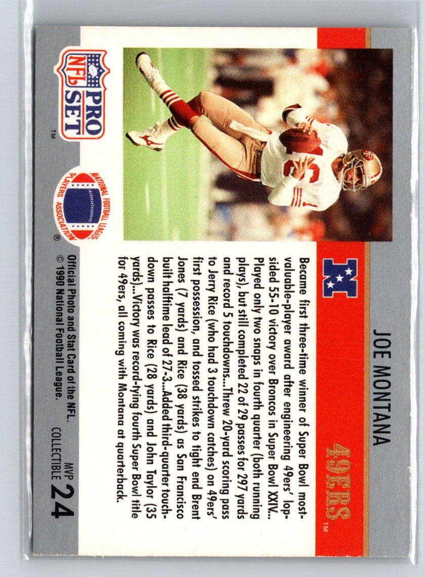 1990 Pro Set #24 Joe Montana Super Bowl MVP Collectibles L51