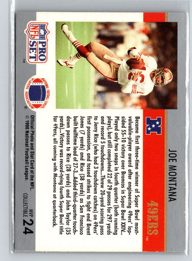 1990 Pro Set #24 Joe Montana Super Bowl MVP Collectibles L51