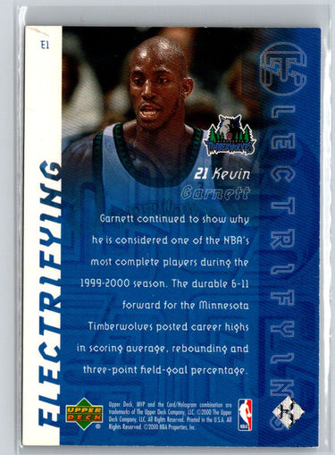 2000-01 Upper Deck MVP #E1 Kevin Garnett Electrifying L51
