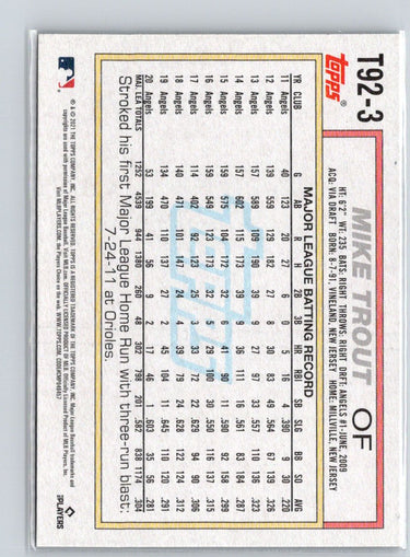 2021 Topps Update #T92-3 Mike Trout 1992 Topps Redux L52