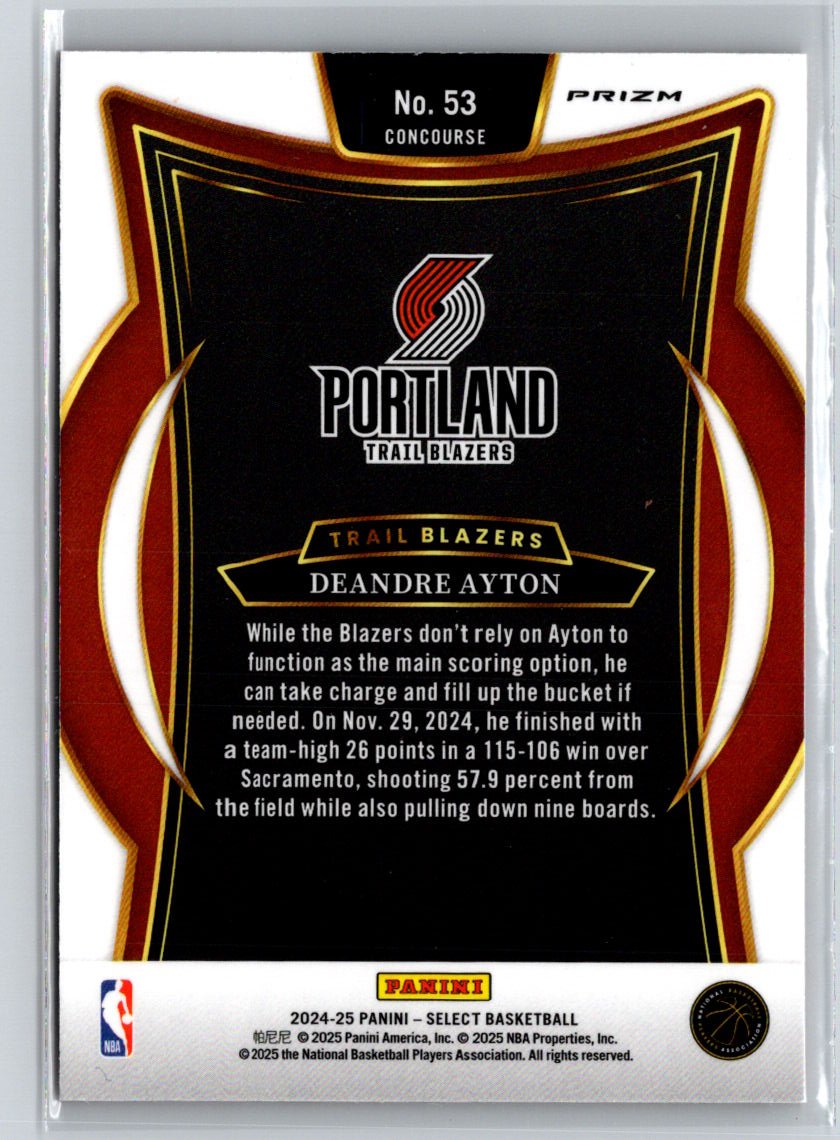 2024-25 Panini Select #53 Deandre Ayton Orange Tectonic Prizm L52