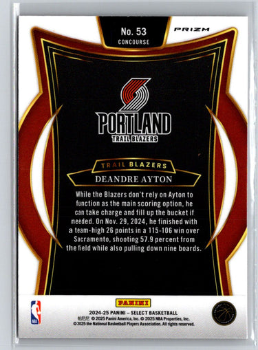 2024-25 Panini Select #53 Deandre Ayton Orange Tectonic Prizm L52