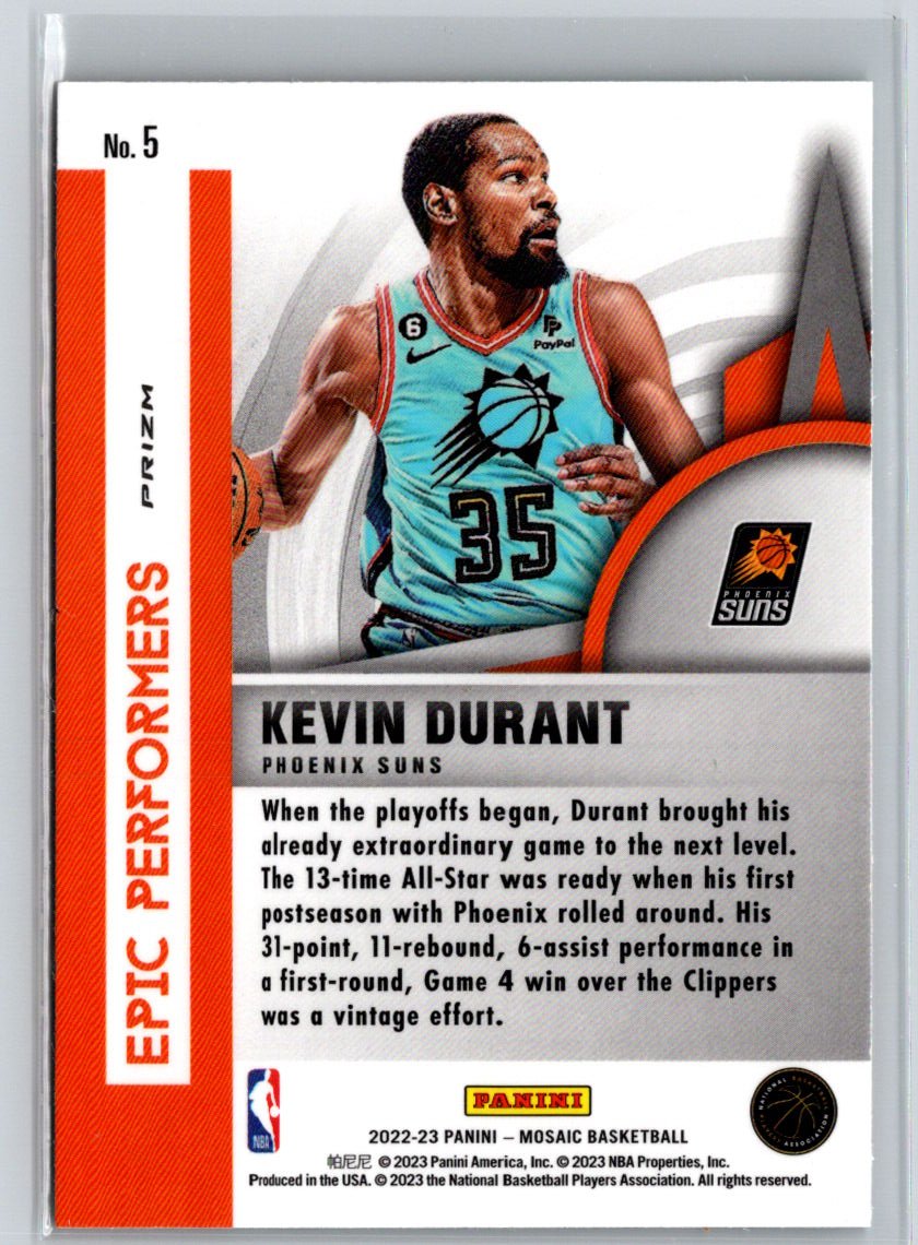 2022-23 Panini Mosaic #5 Kevin Durant Epic Performers Mosaic Green L52