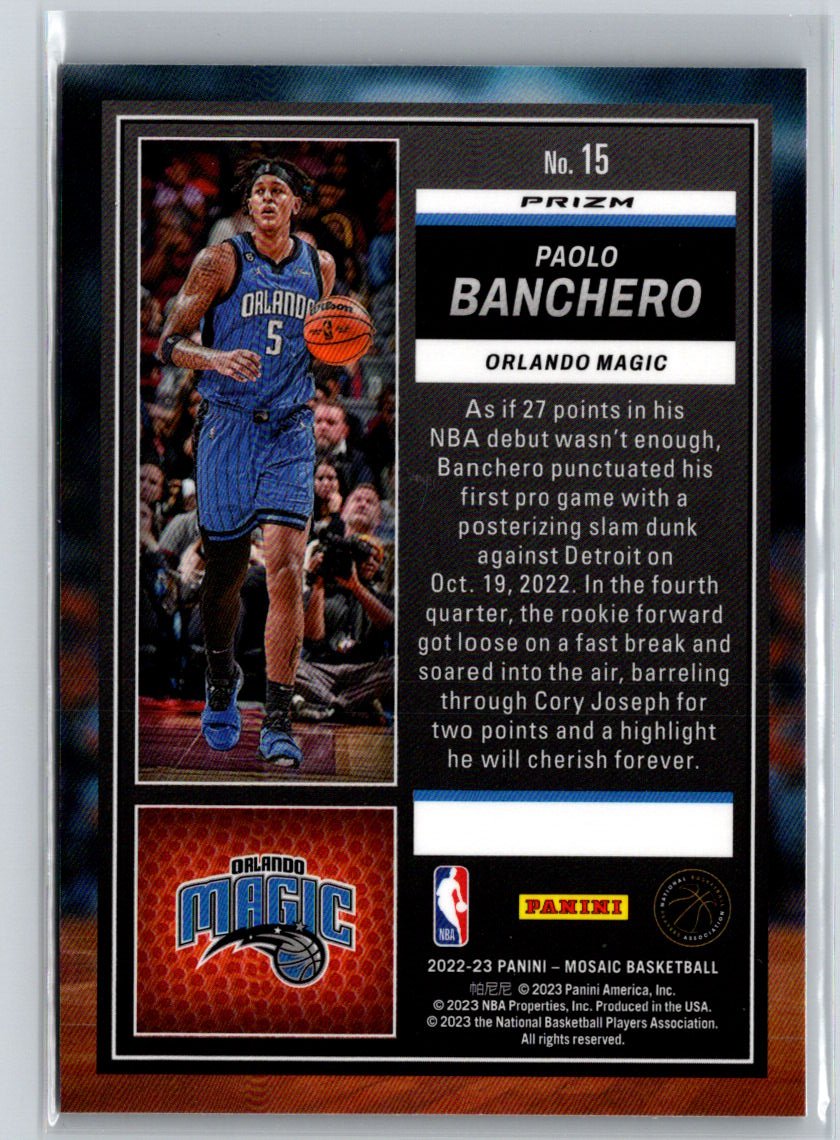 2022-23 Panini Mosaic #15 Paolo Banchero Jam Masters Mosaic Green L53