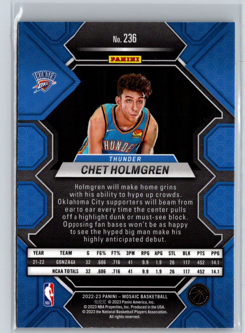 2022-23 Panini Mosaic #236 Chet Holmgren Mosaic L53