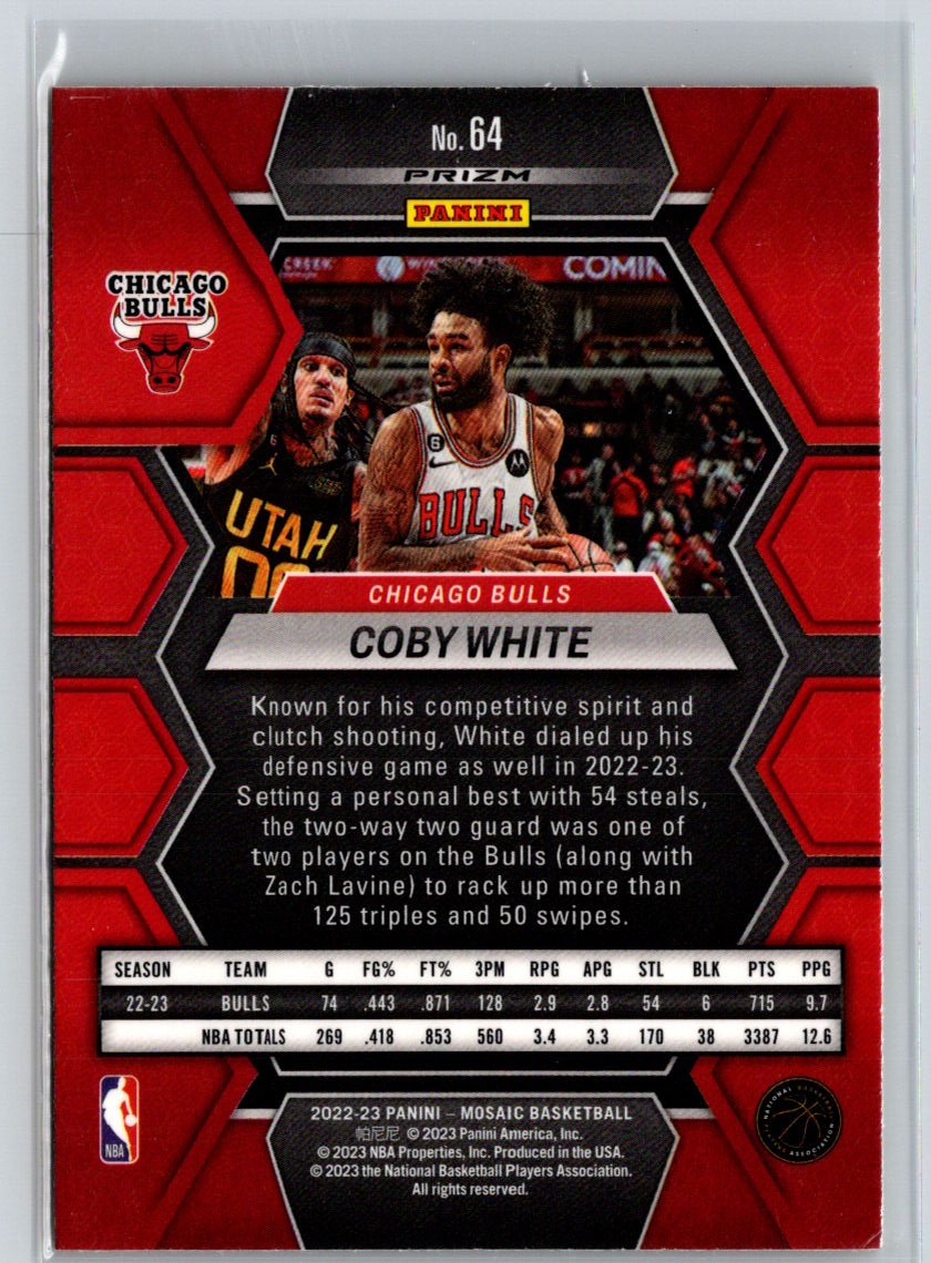 2022-23 Panini Mosaic #64 Coby White Reactive Yellow L53