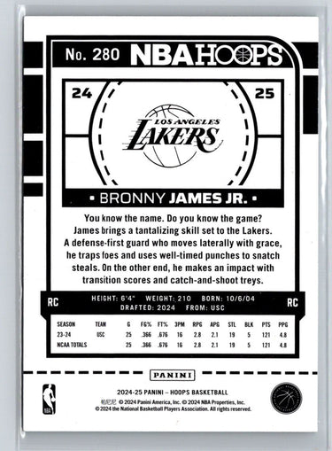 2024-25 Hoops #280 Bronny James Jr. L54