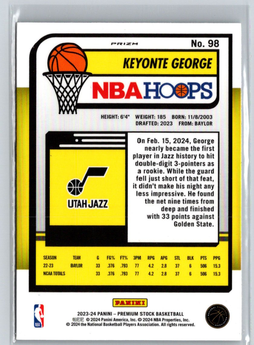 2023-24 Hoops Premium Stock #98 Keyonte George Multi Wave Prizm L54