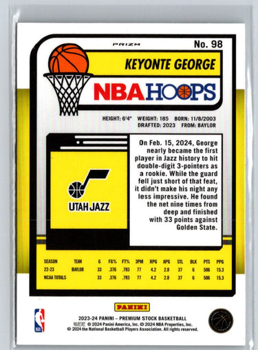 2023-24 Hoops Premium Stock #98 Keyonte George Multi Wave Prizm L54
