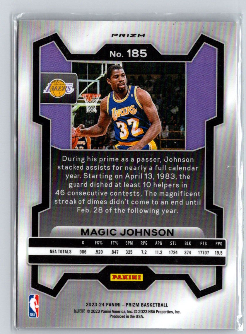 2023-24 Panini Prizm #185 Magic Johnson Prizms Pink Ice L55
