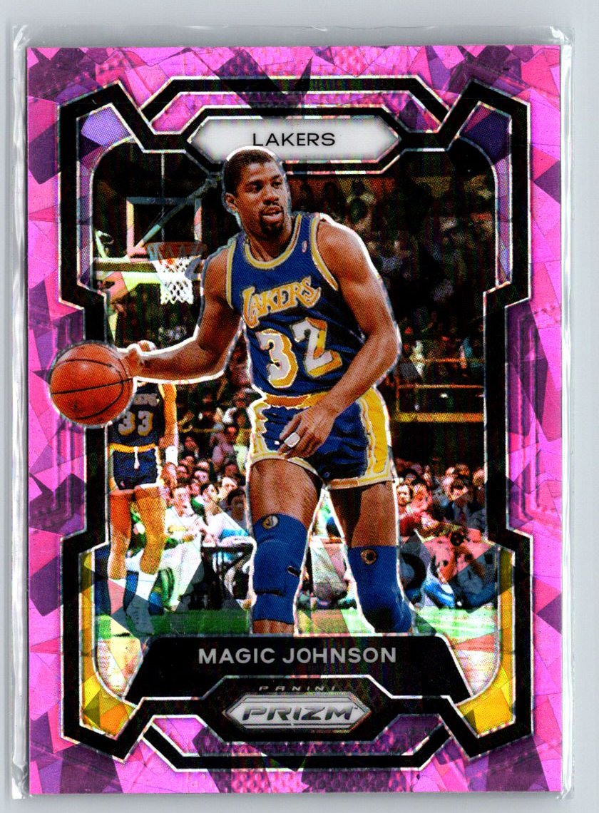 2023-24 Panini Prizm #185 Magic Johnson Prizms Pink Ice L55