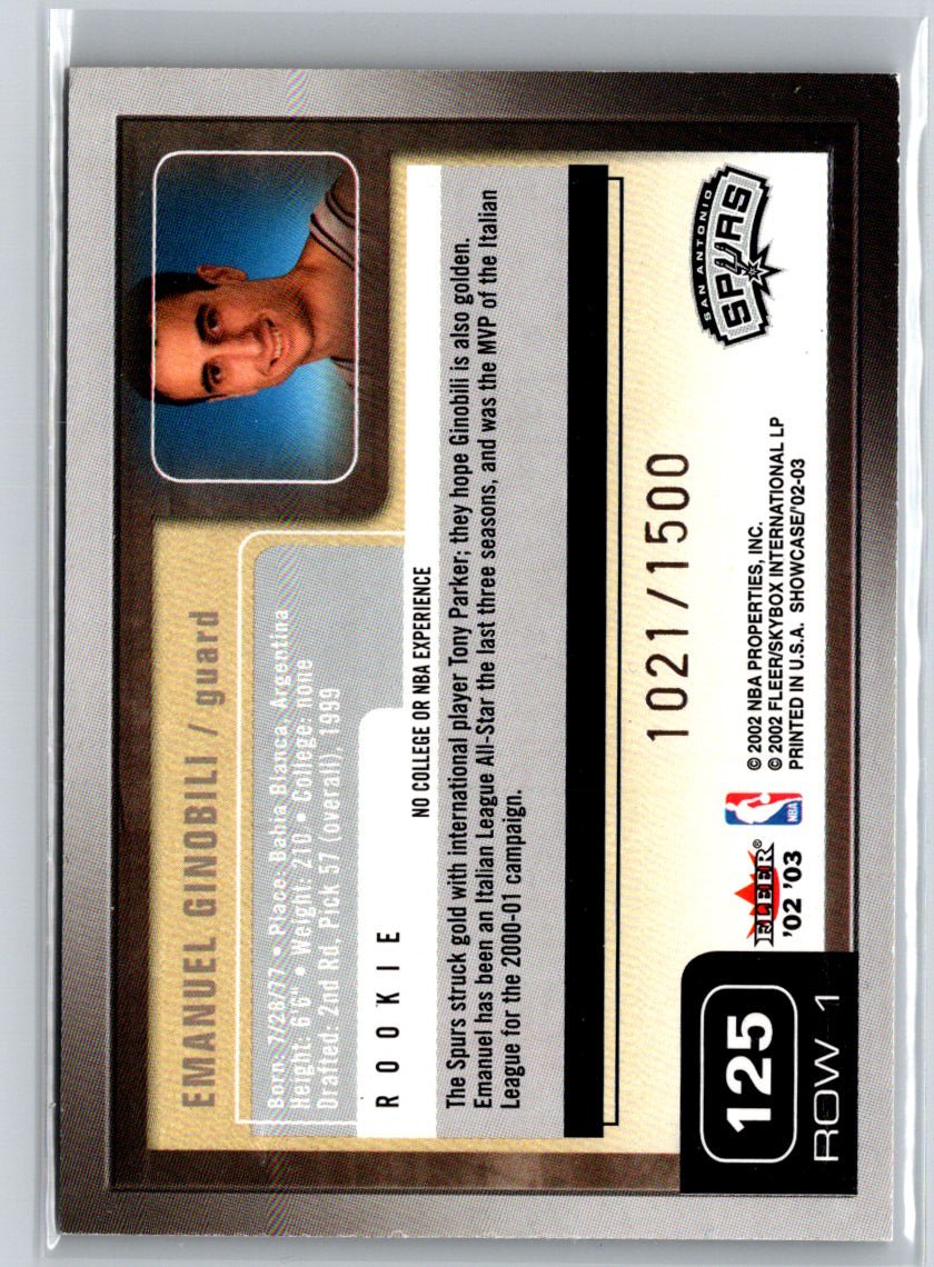 2002-03 Fleer Showcase #125 Emanuel Ginobili #/1500 L56