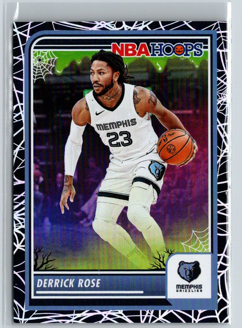 2023-24 Hoops Haunted Hoops #72 Derrick Rose Holo Webs L57