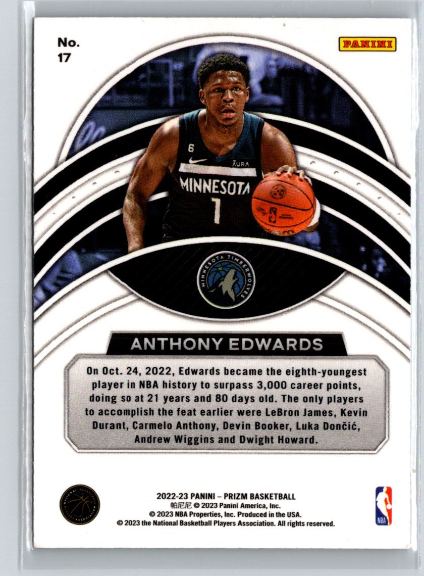 2022-23 Panini Prizm #17 Anthony Edwards Dominance L58