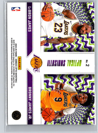 2024-25 Donruss Optic #2 Bronny James Jr./LeBron James Optical Illusions L58