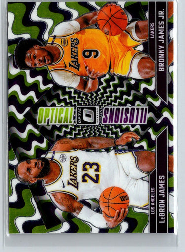 2024-25 Donruss Optic #2 Bronny James Jr./LeBron James Optical Illusions L58