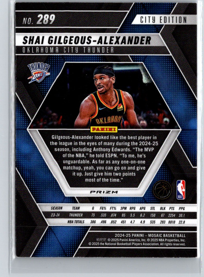 2024-25 Panini Mosaic #289 Shai Gilgeous-Alexander Silver L59