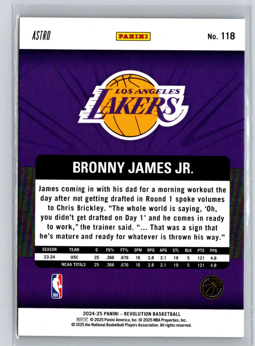2024-25 Panini Revolution #118 Bronny James Jr. Astro L59