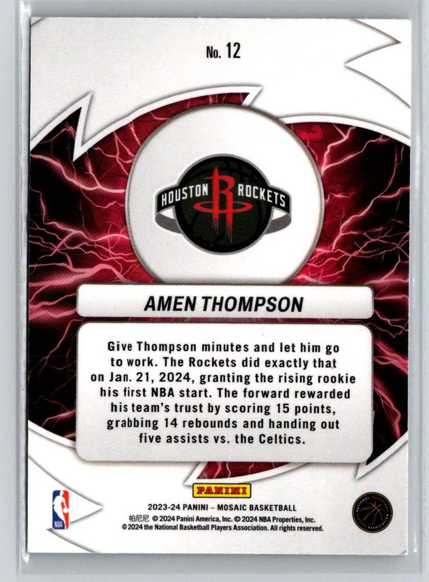 2023-24 Panini Mosaic #12 Amen Thompson Thunder Road L59