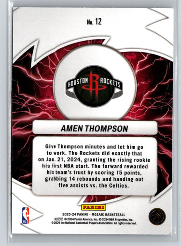 2023-24 Panini Mosaic #12 Amen Thompson Thunder Road L59