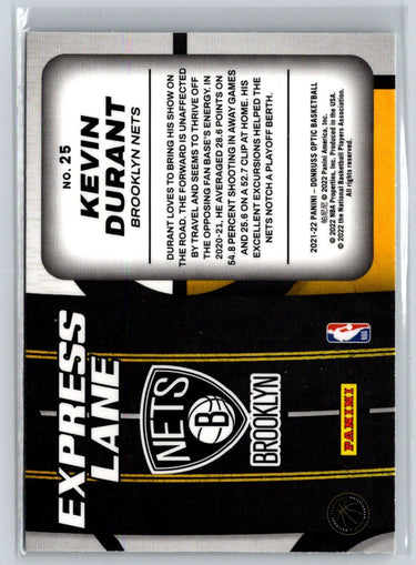 2021-22 Donruss Optic #25 Kevin Durant Express Lane L60