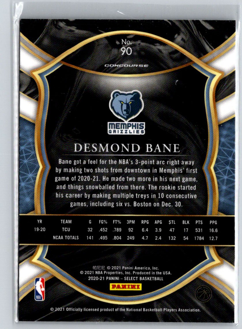 2020-21 Panini Select #90 Desmond Bane Blue L60