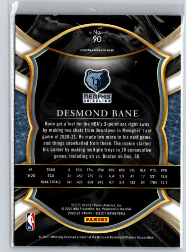 2020-21 Panini Select #90 Desmond Bane Blue L60