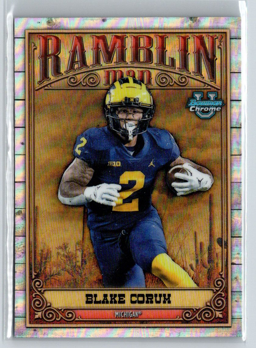2023 Bowman University Chrome #RM-8 Blake Corum Ramblin' Man L61