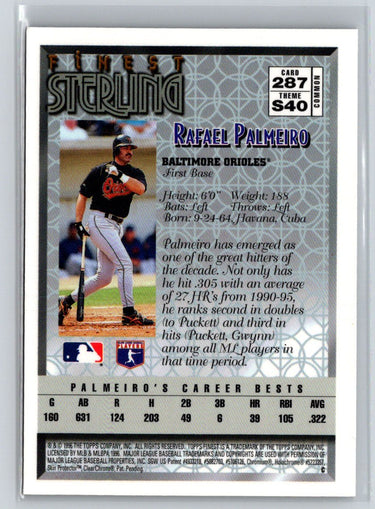 1996 Finest #287 Rafael Palmeiro L62