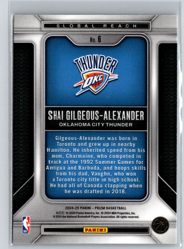 2024-25 Panini Prizm #6 Shai Gilgeous-Alexander Global Reach L63