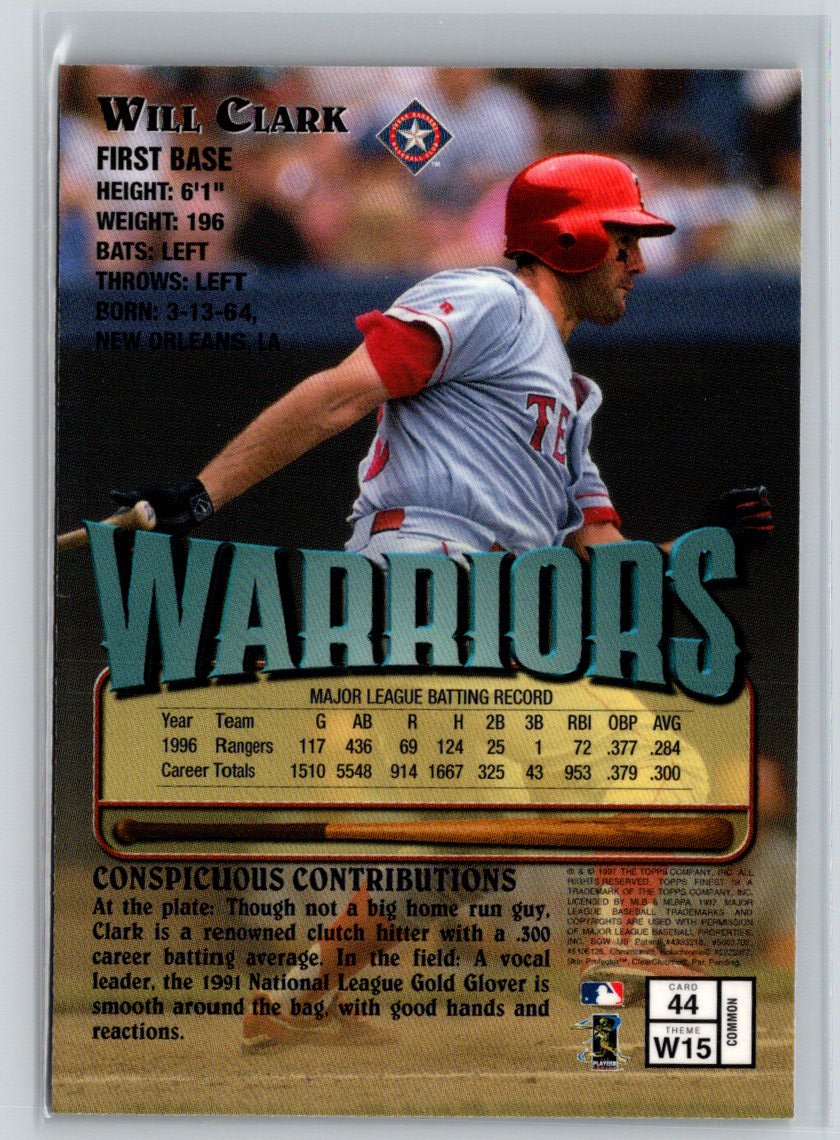 1997 Finest #44 Will Clark L64