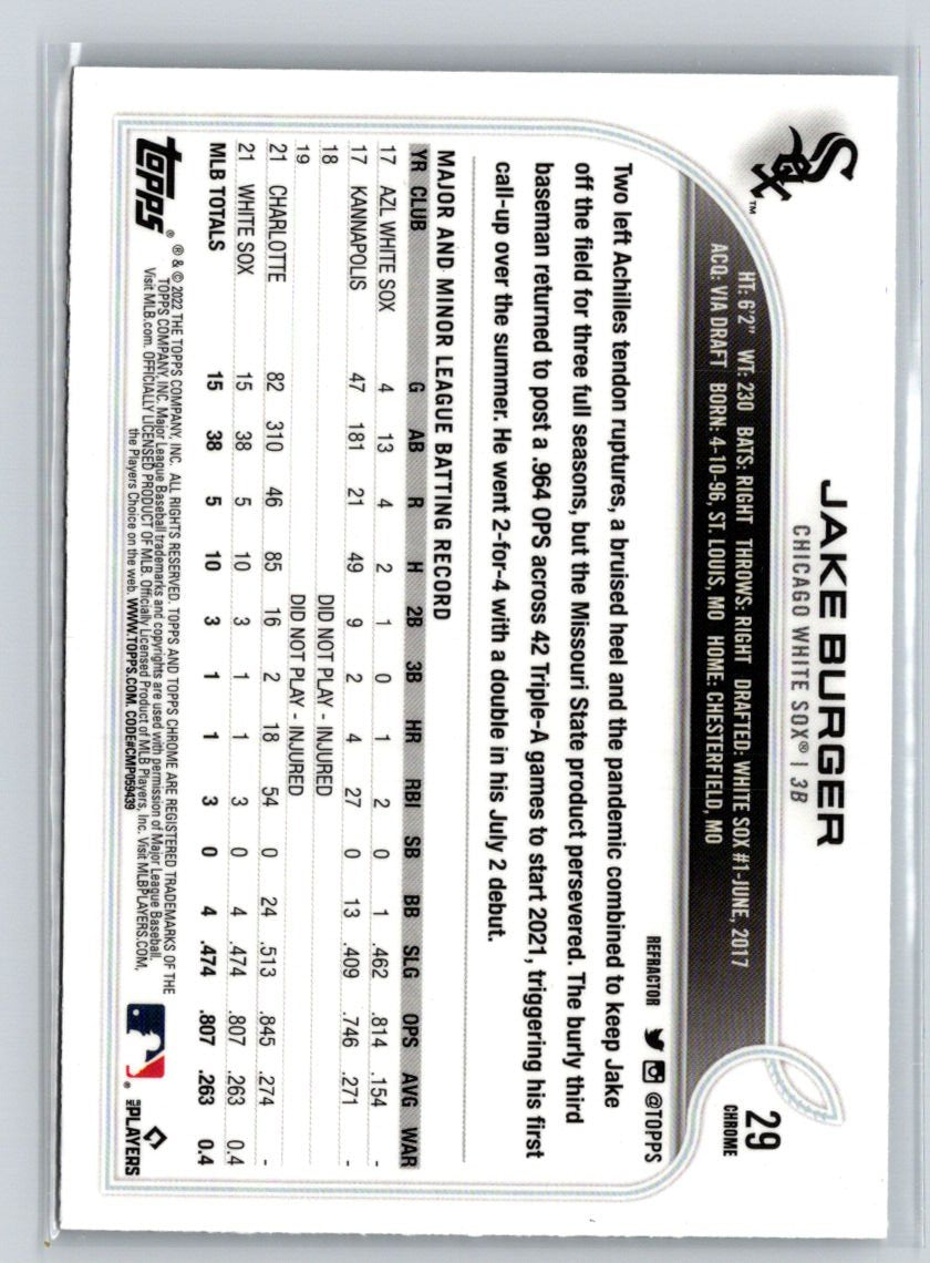 2022 Topps Chrome #29 Jake Burger Refractor L66