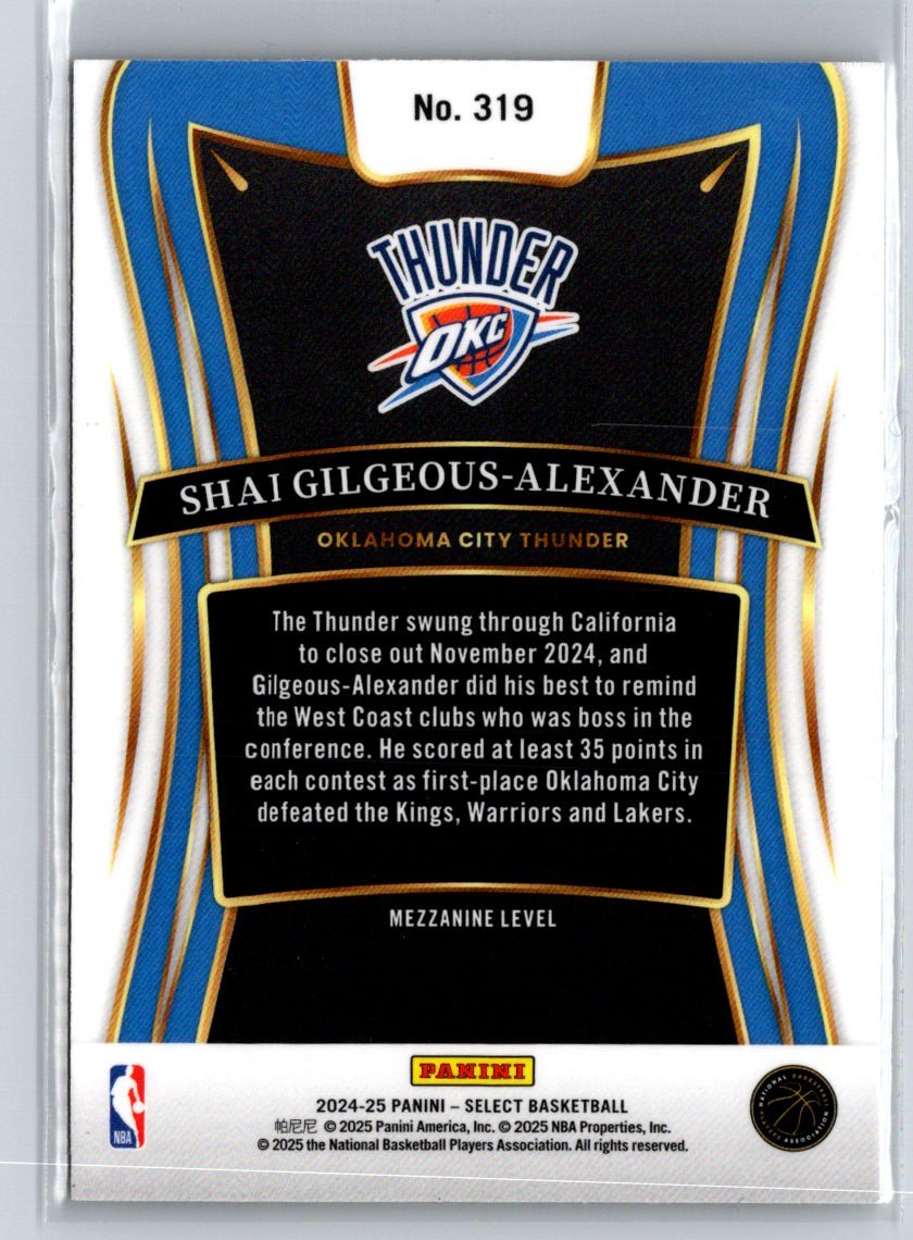 2024-25 Panini Select #319 Shai Gilgeous-Alexander L67