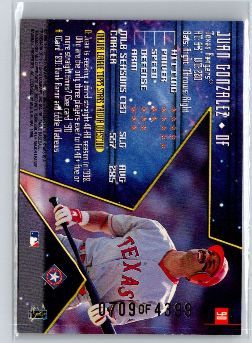 1998 Topps Stars #90 Juan Gonzalez Silver #/4399 L67