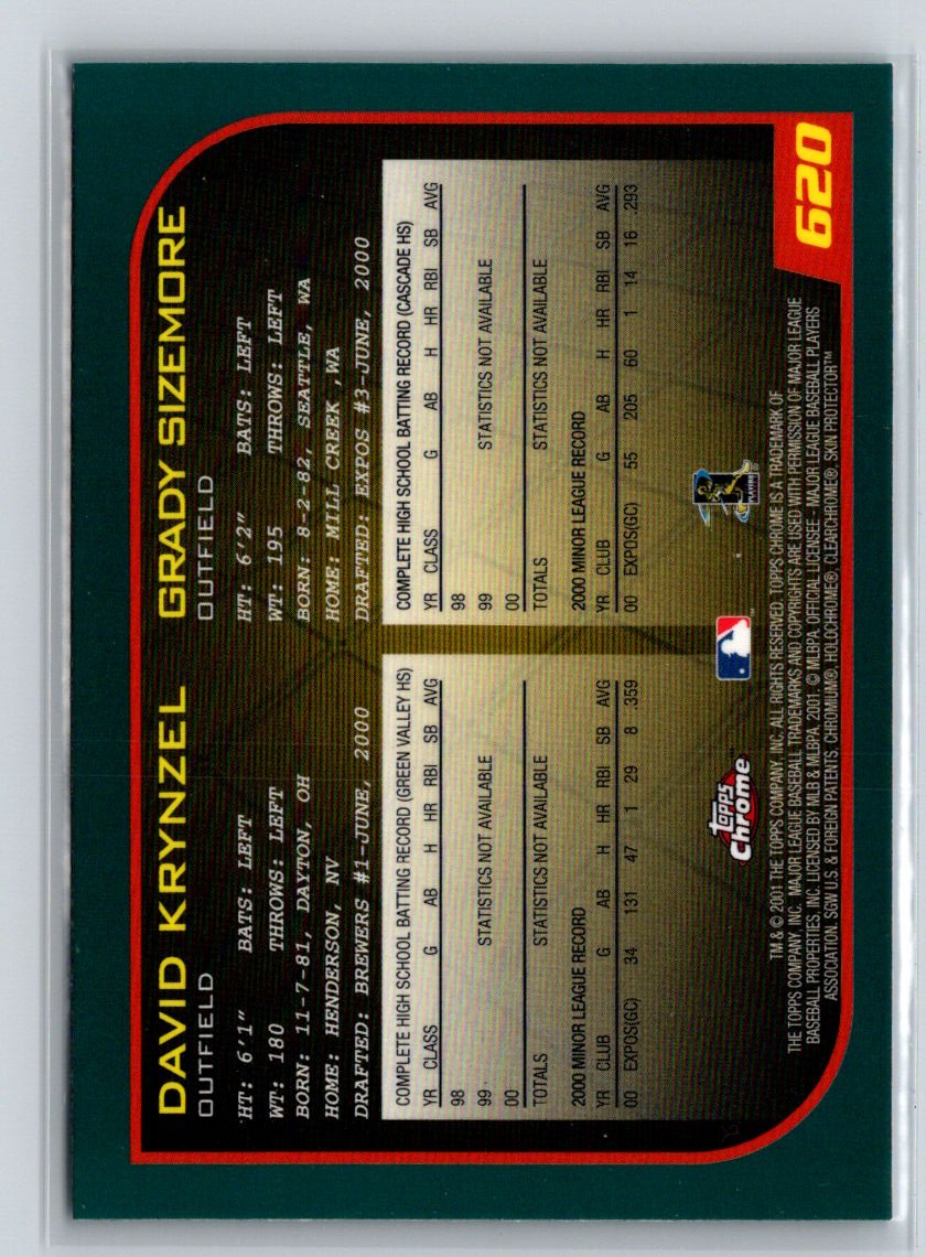 2001 Topps Chrome #620 David Krynzel / Grady Sizemore DPK L69