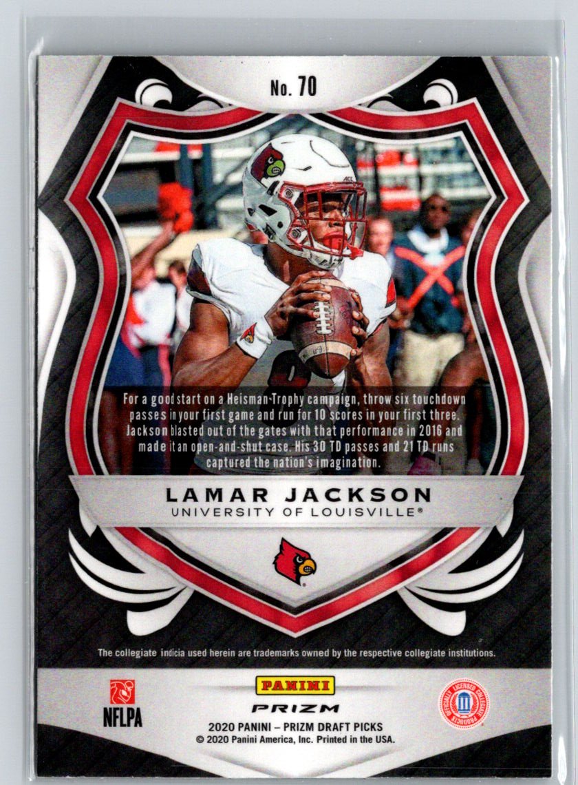 2020 Panini Prizm Draft Picks #70 Lamar Jackson Prizms Green L69