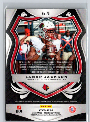 2020 Panini Prizm Draft Picks #70 Lamar Jackson Prizms Green L69
