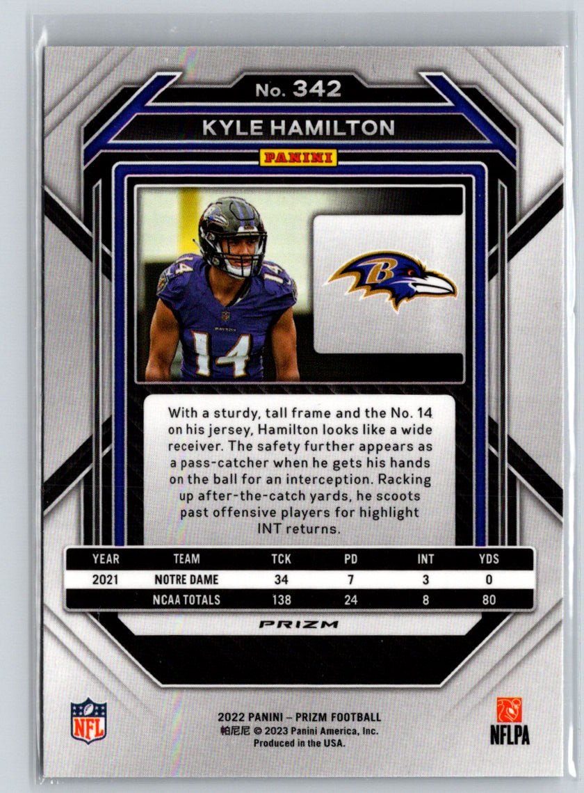 2022 Panini Prizm #342 Kyle Hamilton Silver L69