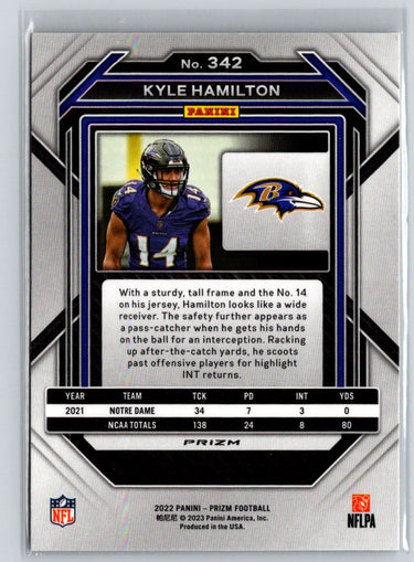 2022 Panini Prizm #342 Kyle Hamilton Silver L69