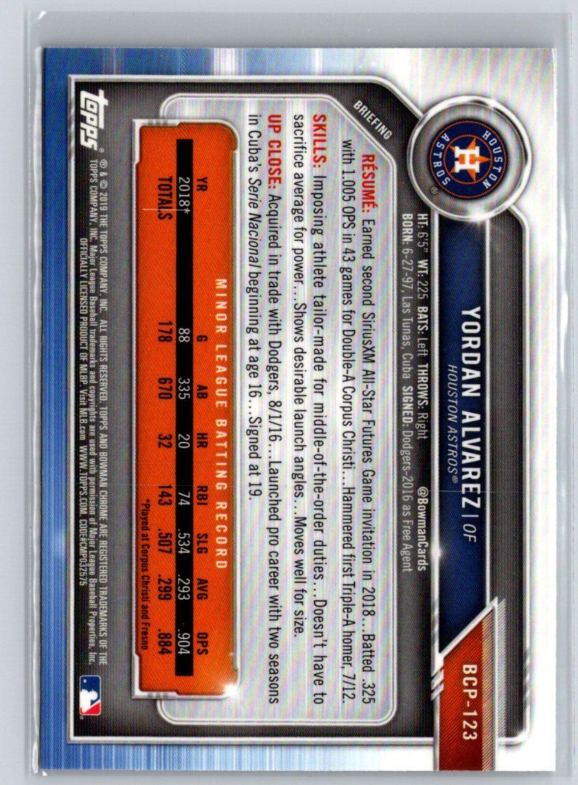 2019 Bowman #BCP-123 Yordan Alvarez Chrome Prospects L69