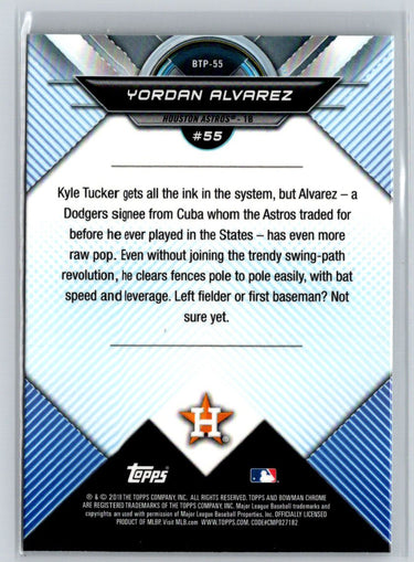 2018 Bowman #BTP-55 Yordan Alvarez Bowman Chrome Scouts' Top 100 L70