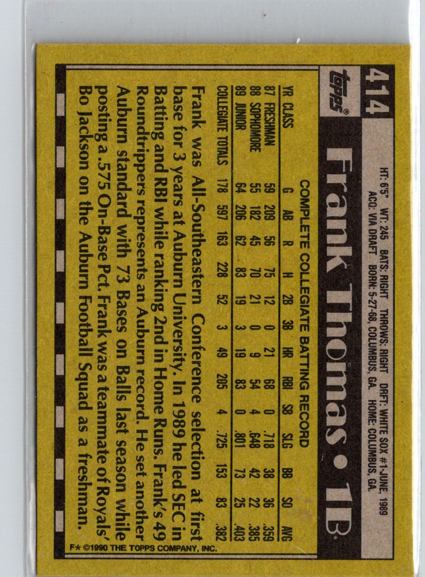 1990 Topps #414 Frank Thomas L70