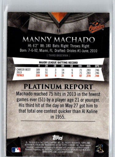 2014 Bowman Platinum #11 Manny Machado Gold L70