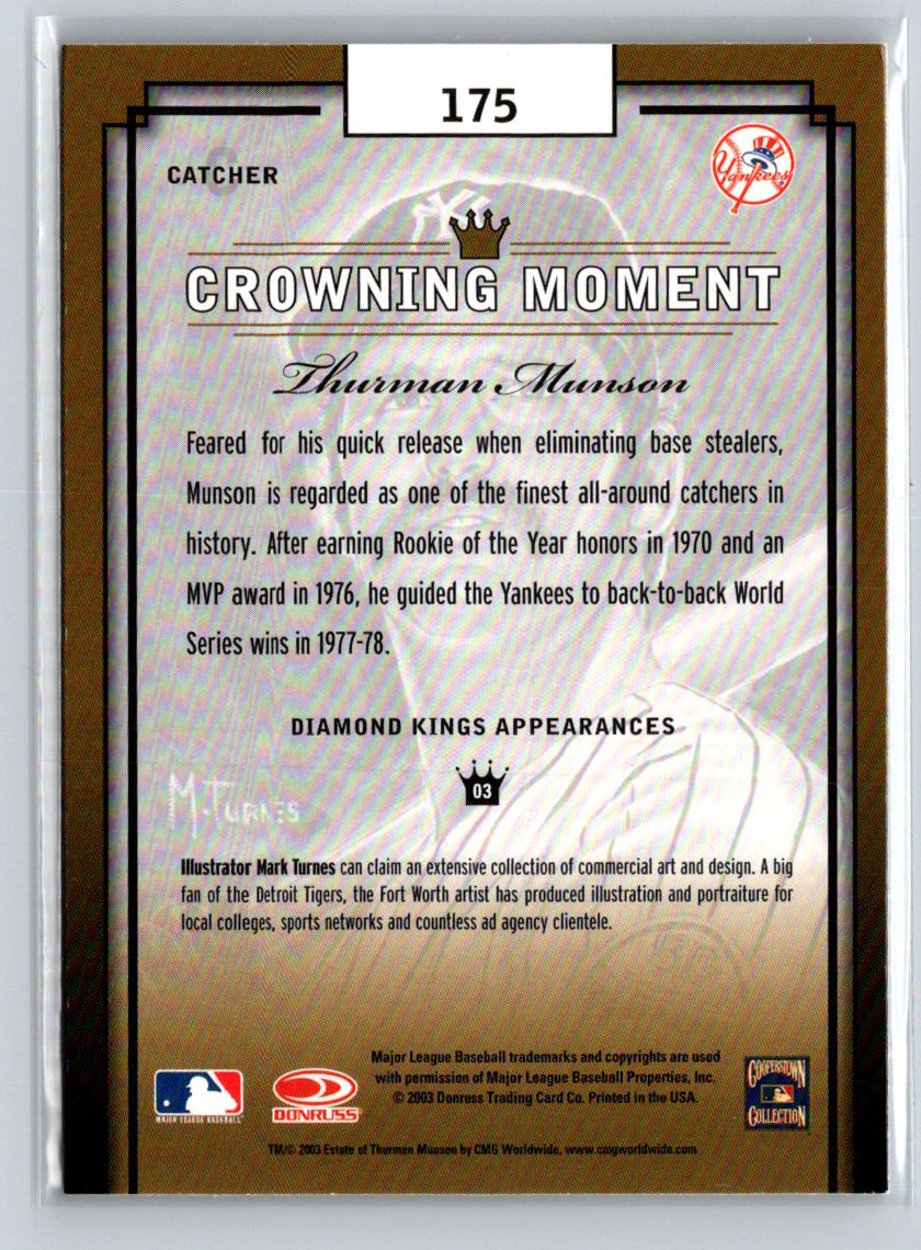 2003 Donruss Diamond Kings #175 Thurman Munson M01