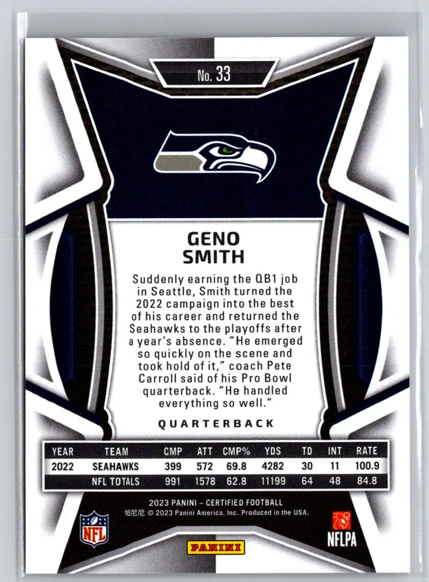 2023 Panini Certified #33 Geno Smith Mirror Red #/99 M01