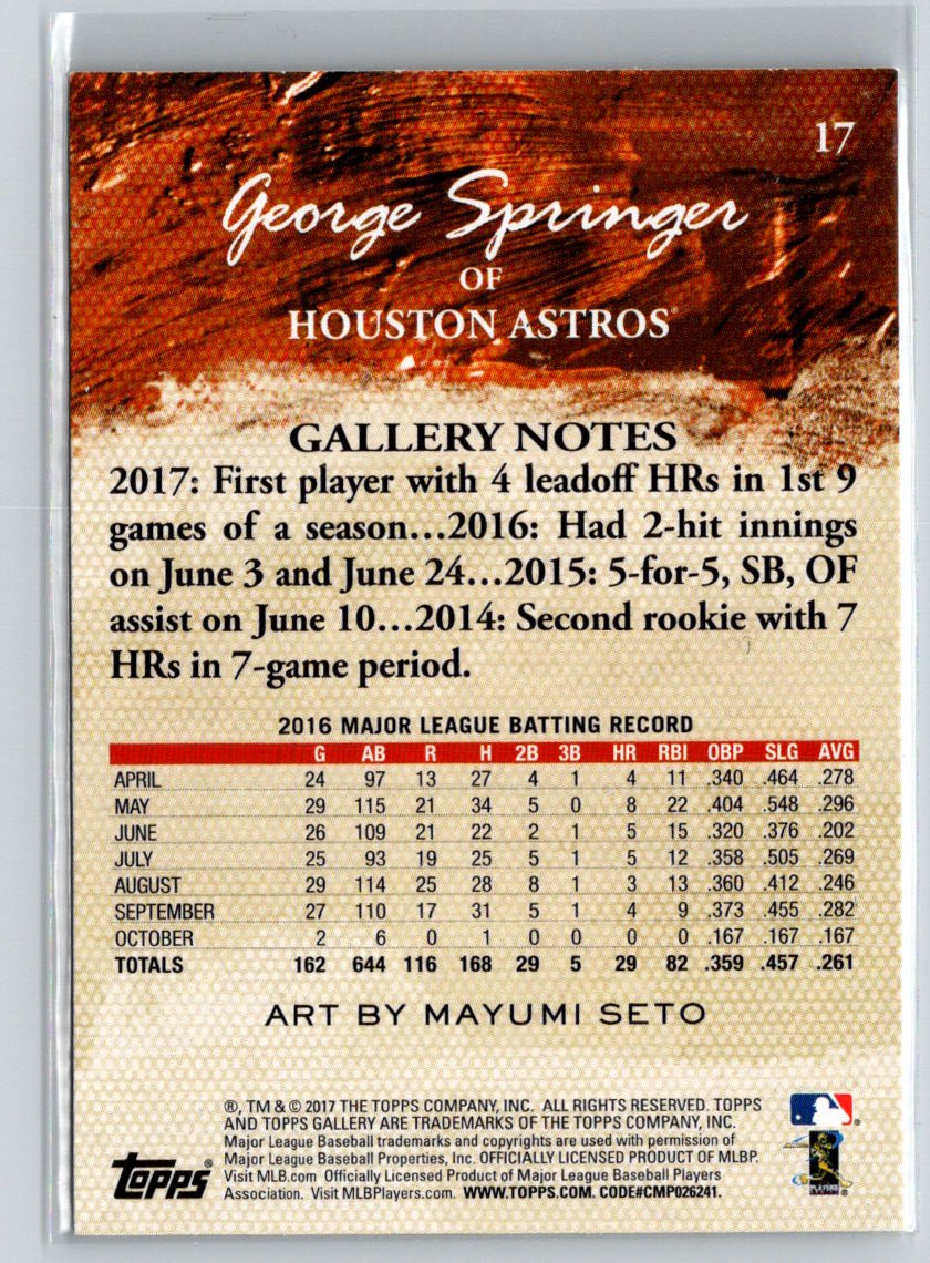 2017 Topps Gallery #17 George Springer M01