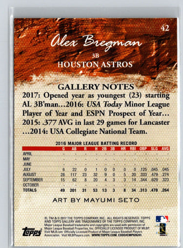 2017 Topps Gallery #42 Alex Bregman M01