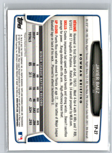 2013 Bowman Draft Picks & Prospects #TP-27 Javier Baez Chrome Top Prospects M01