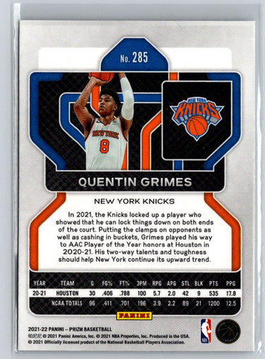 2021-22 Panini Prizm #285 Quentin Grimes M02