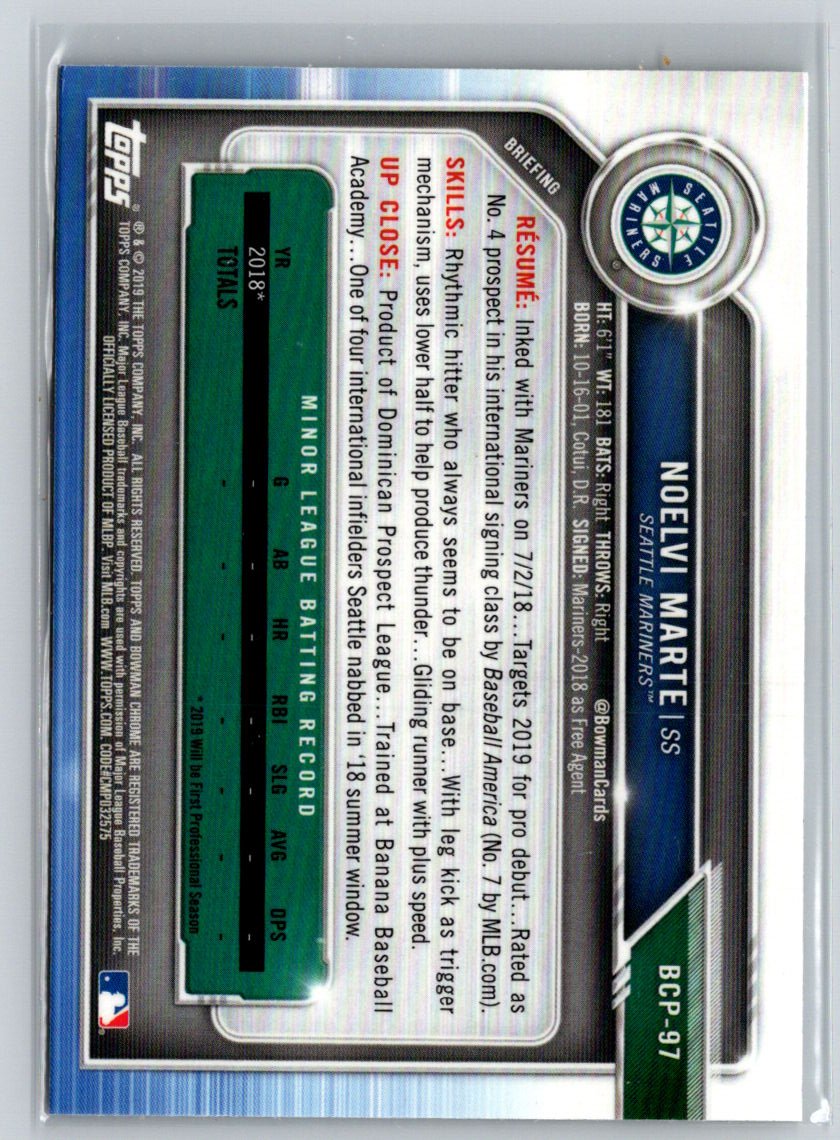2019 Bowman #BCP-97 Noelvi Marte Chrome Prospects M02